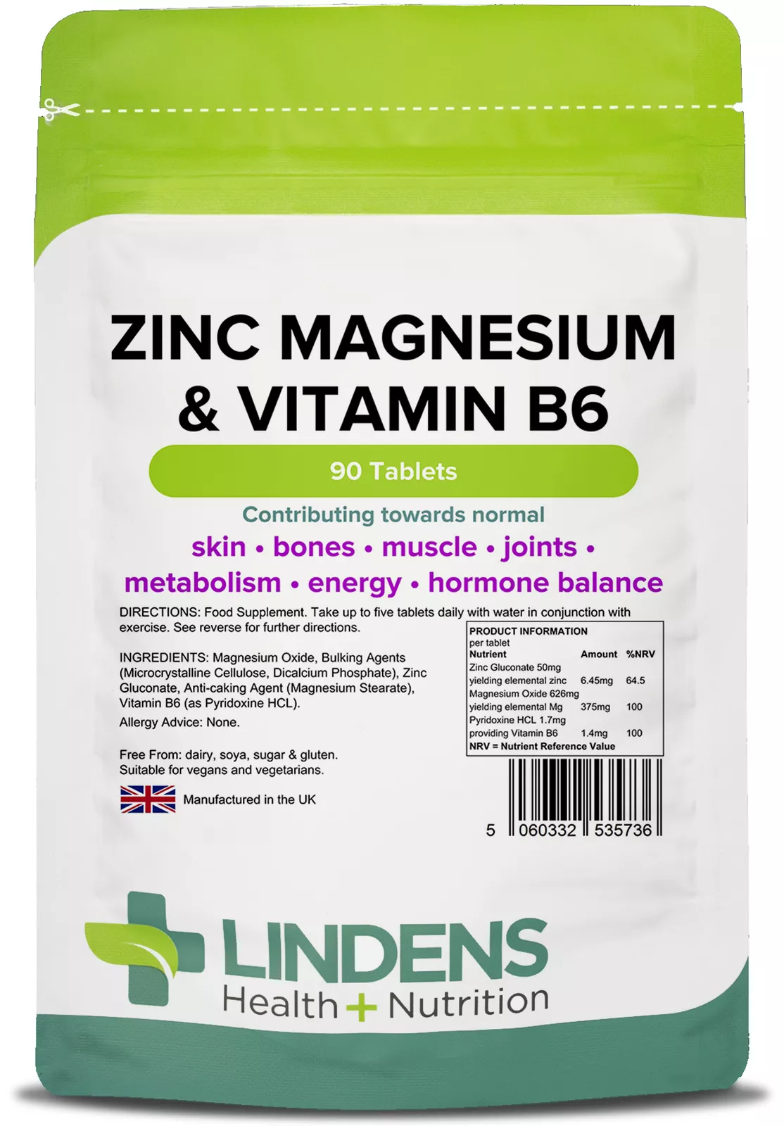 Zinc, Magnesium & Vitamin B6 90 Tablets