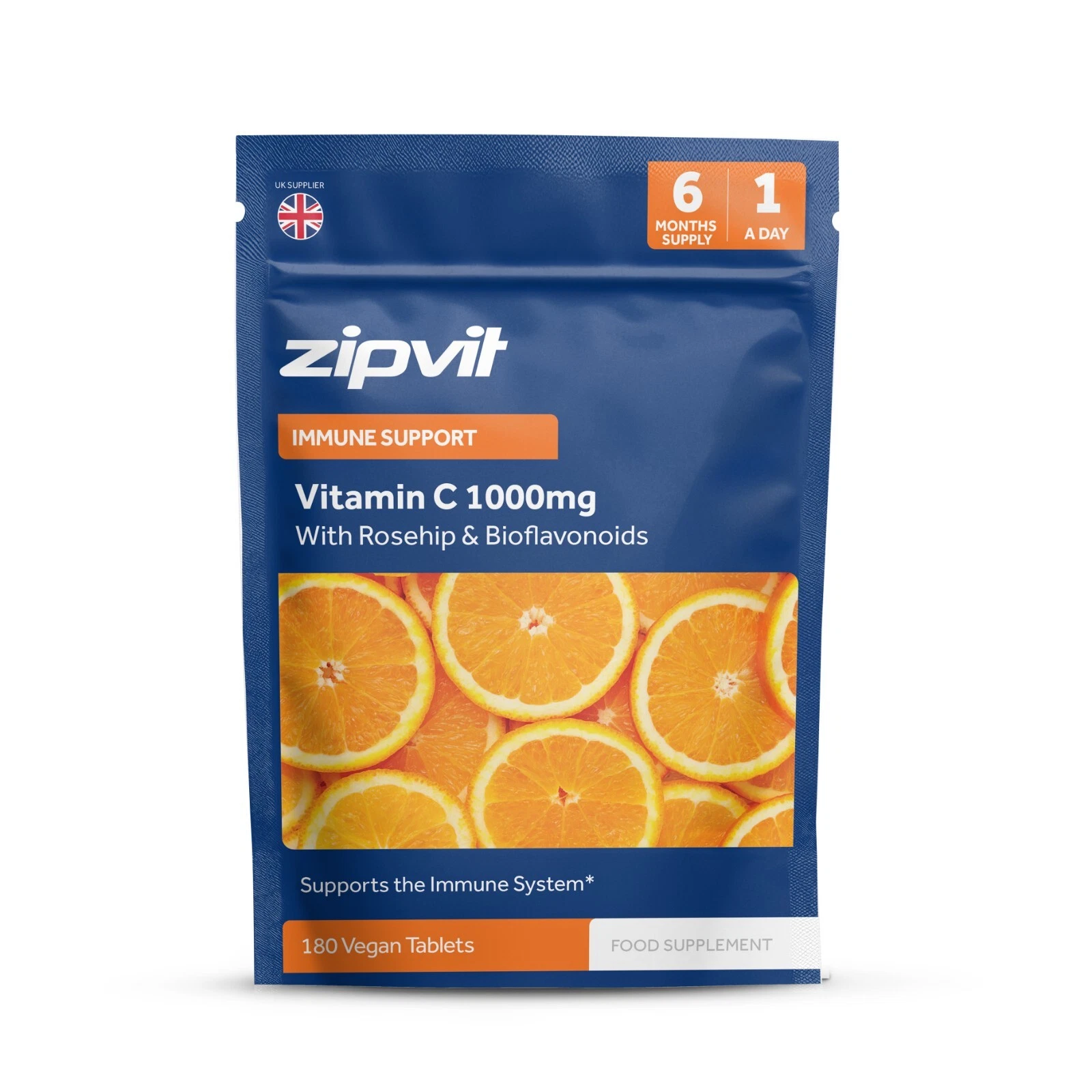 Zipvit Vitamin C 1000mg Immune Support with Rosehip & Bioflavonoids, 180 Tablets