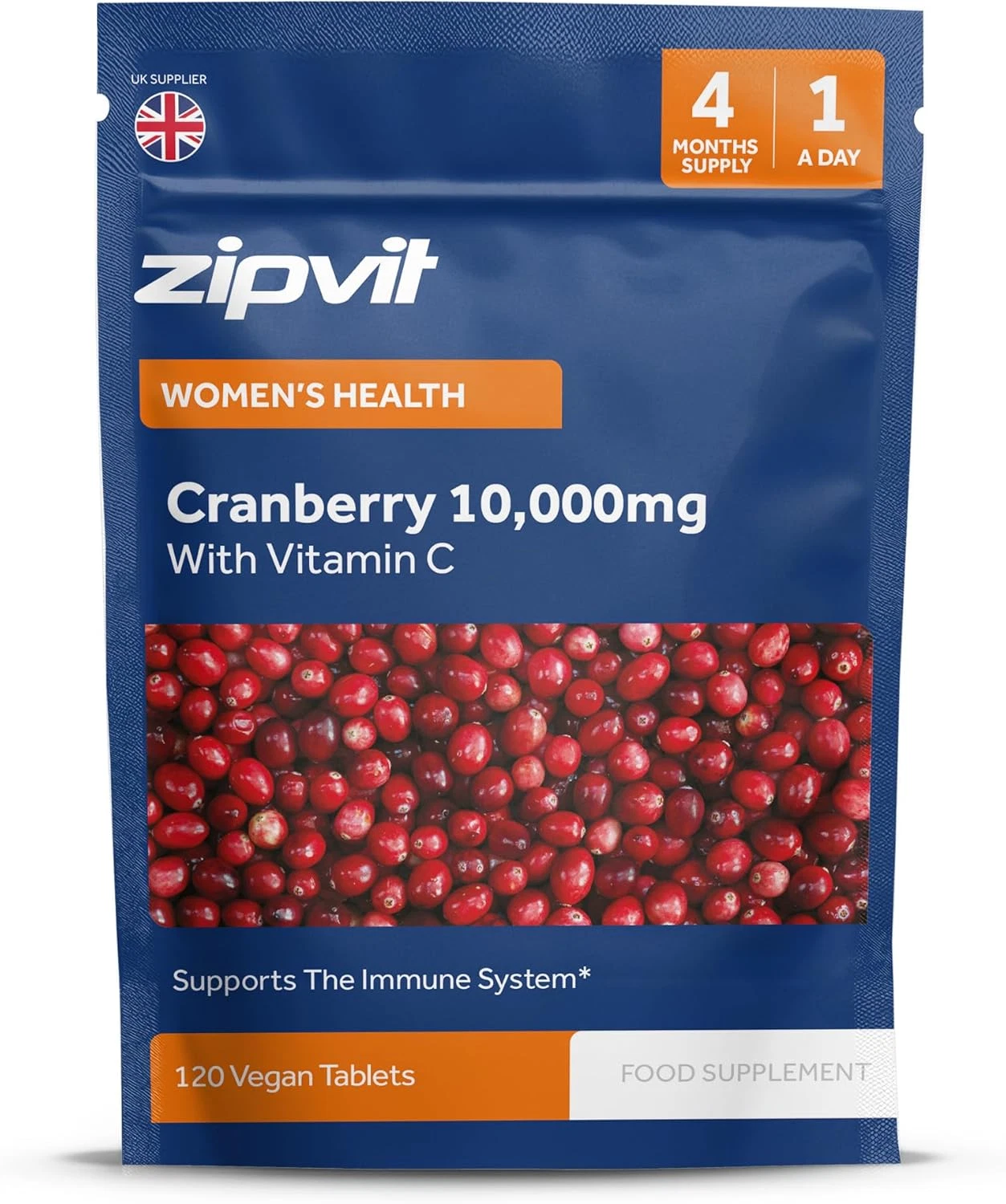 Zipvit Cranberry Tablets 10,000Mg with Vitamin C, High Strength Cranberry Extrac