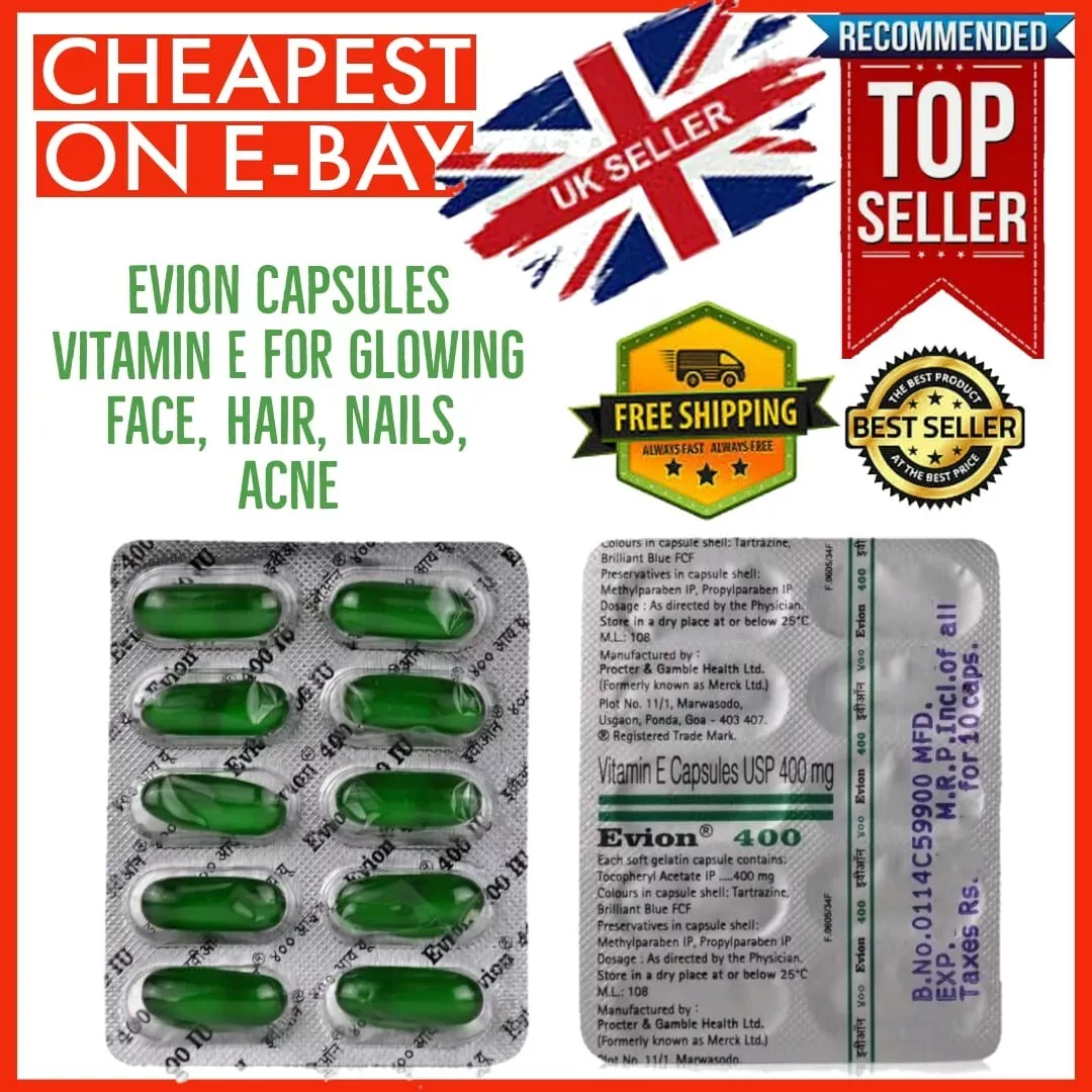 10 x Vitamin E Evion 400mg Capsules for Glowing Face Strong Hair Nails Seller