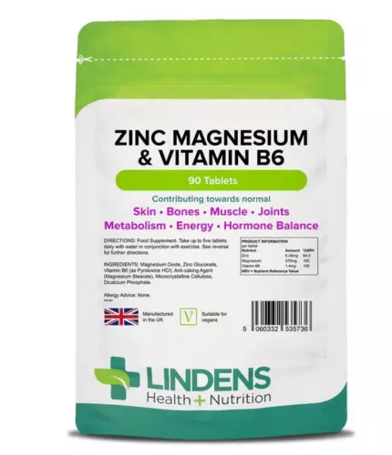 Zinc Magnesium Vitamin B6 Complex Lindens x 90 Tablets