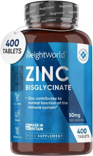 Zinc Tablets 50mg 400 Vegan Zinc Supplements for Skin, Hair, Bone, Metabolism