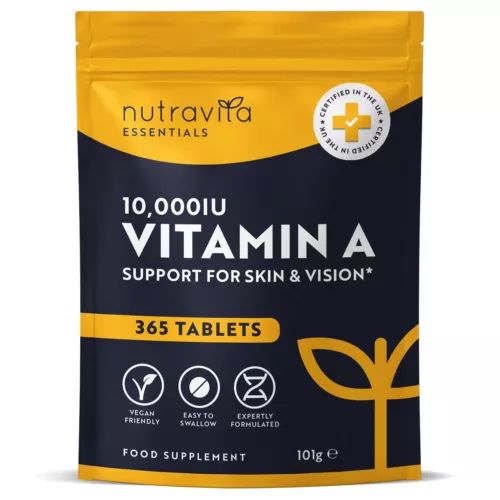 Vitamin A 10,000 IU For Normal Skin, Eyes & Immune System 365 Tablets