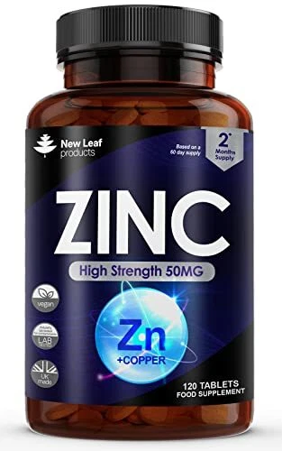 Zinc 50Mg High Strength Zinc Tablets with Copper, Pure Zinc Supplements Contri