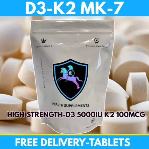 Vitamin D3 5000IU K2 100mcg 180 Tablets High Strength Cholecalciferol MK-7