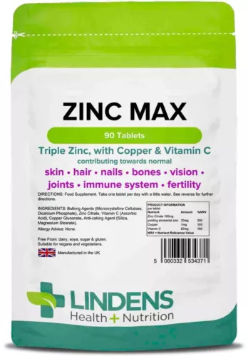 ZINC MAX 90 Tablets MEGA STRENGTH With Copper & Vitamin C Immune Health