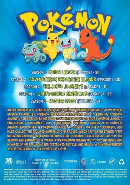 POKEMON (SEASON 1-5) - ANIME TV SERIES DVD (1-273 EPS) ENG DUB  Brand New - Image 4