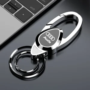 3D Metal Alloy Car Keyring Pendant Keychain Holder For Audi RS SLINE A4 A7 A8 A6 Q3 Q5 Q7 Q4 TT S2 S4 S6 S7 RS4 Key Accessories  Color Name : Audi-silver1